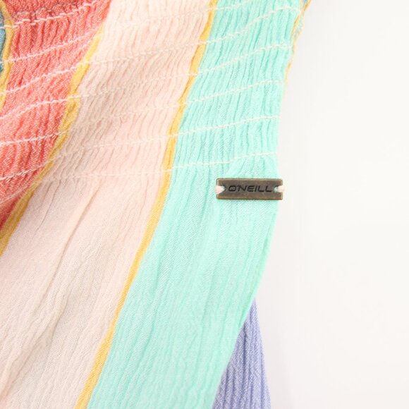 O'Neill Shorts Blue Colorful Striped Smocked Waistband Lightweight High Waisted - Picture 9 of 12